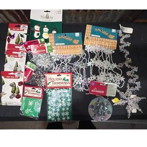 Santa's Workbench Holiday Trimmings Lot Snowflakes Garlands Multi